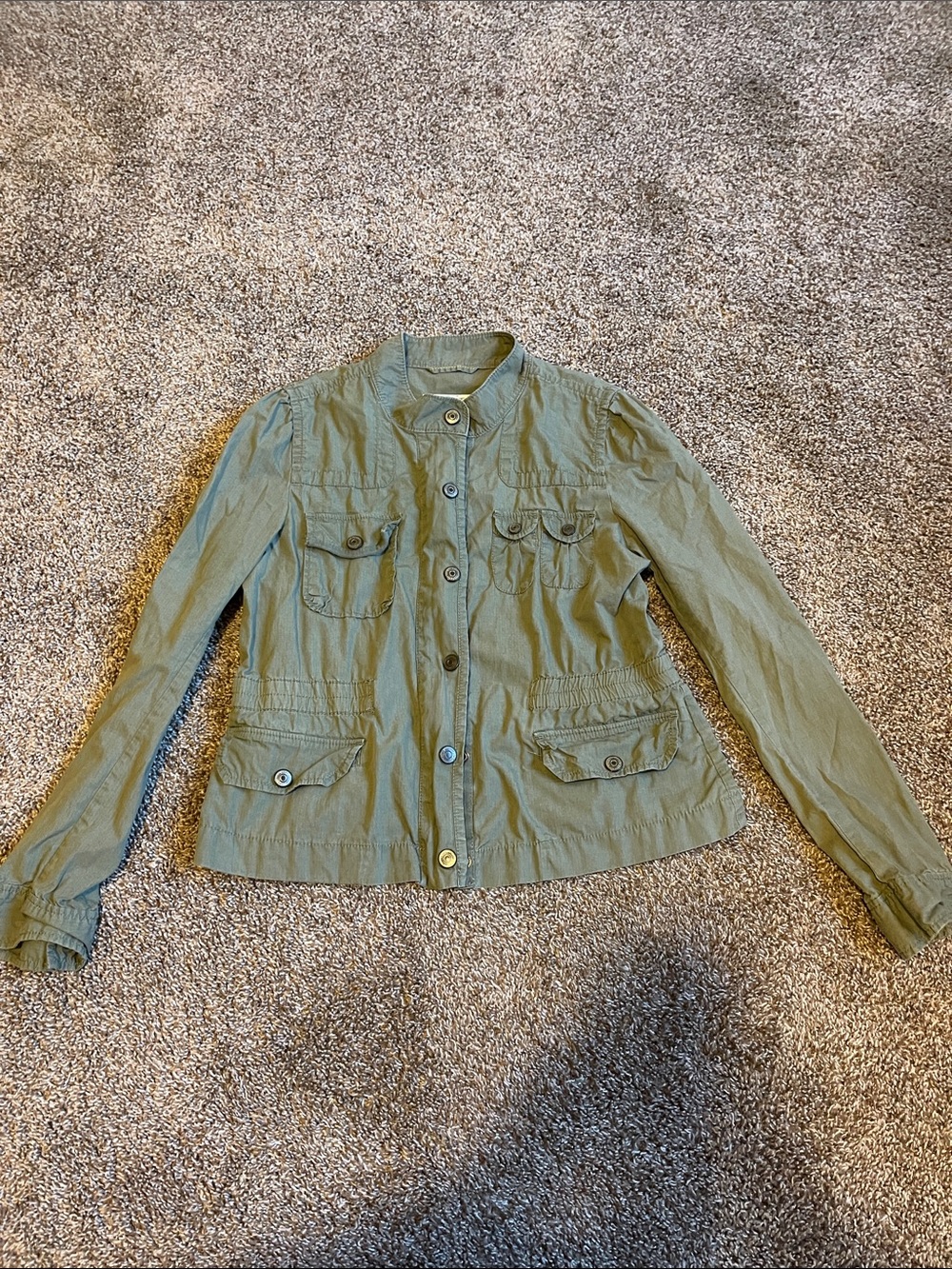 LOFT Olive Utility Jacket with Button Front